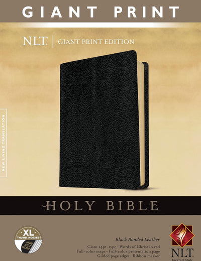 Holy Bible, Giant Print NLT (Bonded Leather, Black, Indexed, Red Letter)