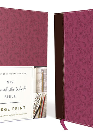 NIV, Journal the Word Bible, Large Print, Leathersoft, Pink/Brown: Reflect, Journal, or Create Art Next to Your Favorite Verses