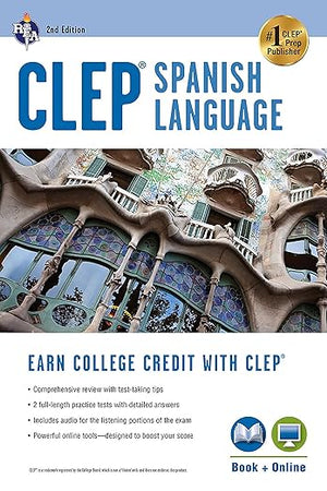 CLEP® Spanish Language: Levels 1 and 2 (Book + Online) (CLEP Test Preparation) (English and Spanish Edition)