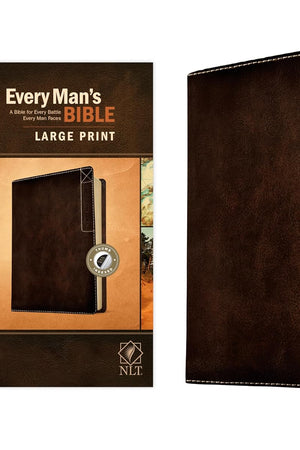 Every Man’s Bible NLT, Large Print, Deluxe Explorer Edition (LeatherLike, Rustic Brown, Indexed)