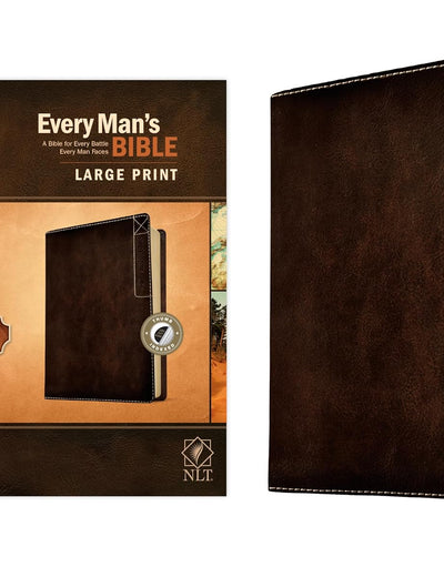 Every Man’s Bible NLT, Large Print, Deluxe Explorer Edition (LeatherLike, Rustic Brown, Indexed)