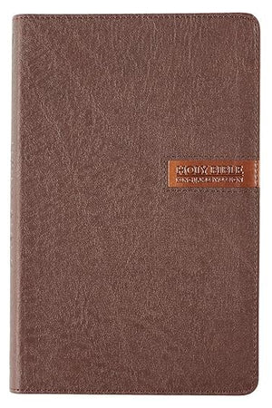 KJV Holy Bible, Standard Size, Matte Brown Faux Leather w/Thumb Index and Ribbon Marker, Red Letter, King James Version
