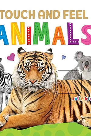 Jolly Kids Touch and Feel Animals Padded Board Book for Toddlers Ages 0-24 Months| Sensory Development Picture Recognition Book