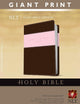Holy Bible, Giant Print NLT, TuTone (LeatherLike, Pink/Brown, Red Letter)