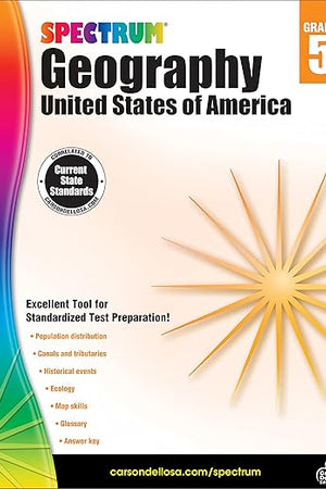 Spectrum Grade 5 United States of America Geography Workbook, American History Books Covering Map Skills, Historical Events, Ecology, and More, Social Studies Classroom or Homeschool Curriculum (Volume 95)