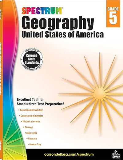 Spectrum Grade 5 United States of America Geography Workbook, American History Books Covering Map Skills, Historical Events, Ecology, and More, Social Studies Classroom or Homeschool Curriculum (Volume 95)