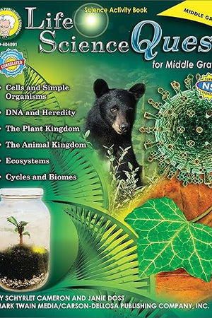 Mark Twain Life Science Quest Workbook, Middle Grade Books Covering DNA, Plants, Animals, Ecosystems, and more Biology, Classroom or Homeschool Curriculum