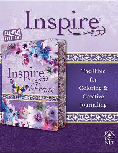 Tyndale NLT Inspire PRAISE Bible (LeatherLike, Purple Garden): Coloring Bible–Over 500 Illustrations to Color and Creative Journaling Bible Space, Religious Gifts That Inspire Connection with God