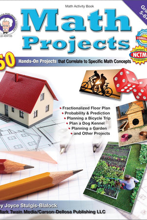 Mark Twain Math Projects Activity Book, Puzzles and Hands-On Geometry, Fractions, Ratio, Algebra, and More Mathematics Activities for Kids Grades 5 and Up