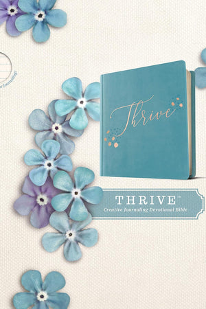 NLT THRIVE Creative Journaling Devotional Bible (Hardcover LeatherLike, Teal Blue with Rose Gold)