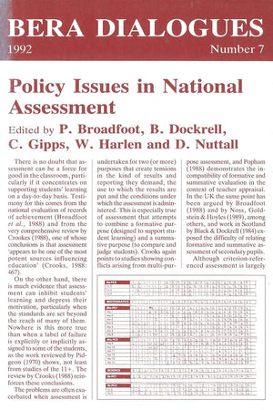 Policy Issues in National Assessment (BERA Dialogues, 7)